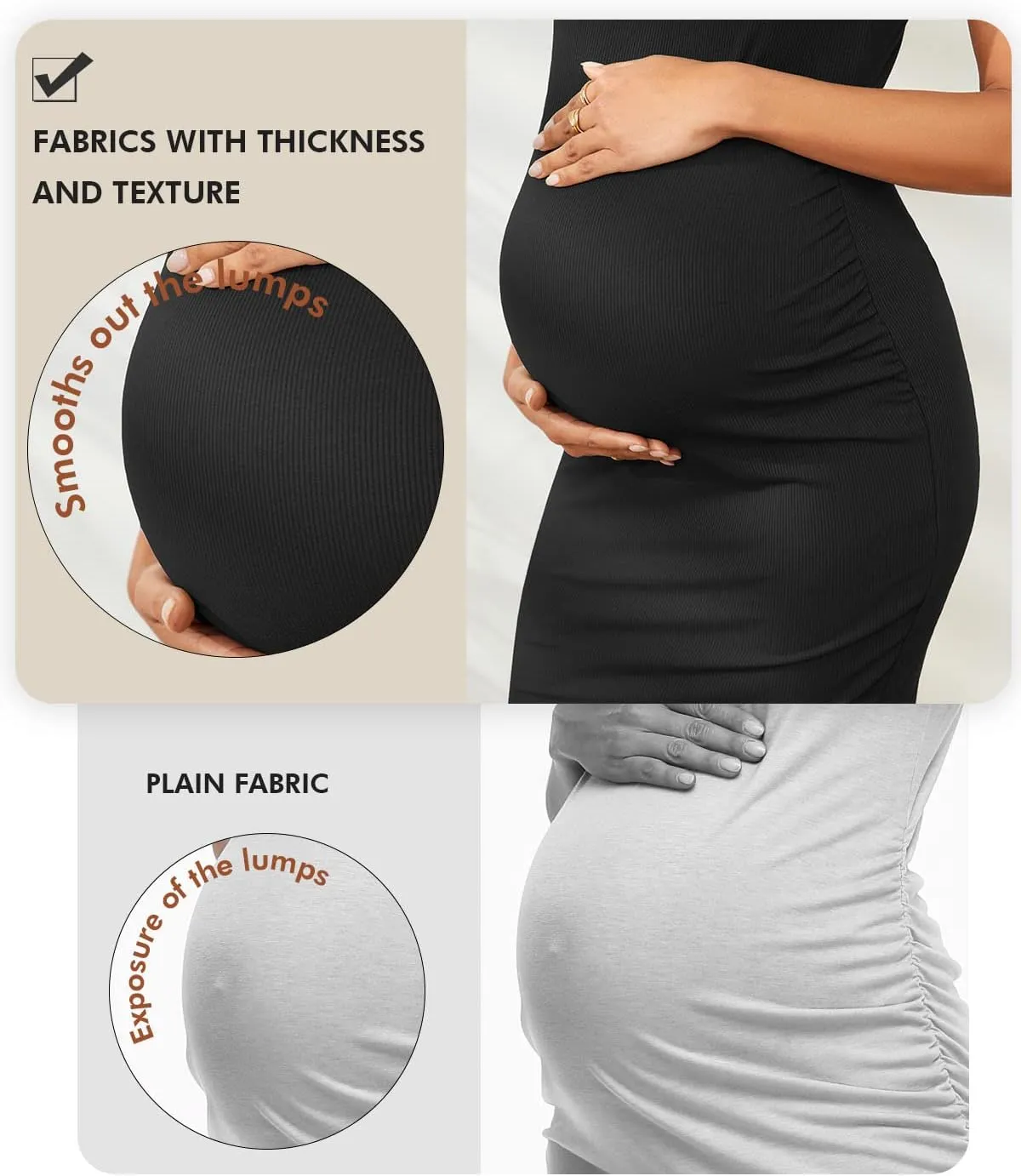 Glampunch Womens Maternity Sleeveless Dress Rib Knit Bodycon Pregnancy Tank Dresses for Daily Wearing or Baby Shower