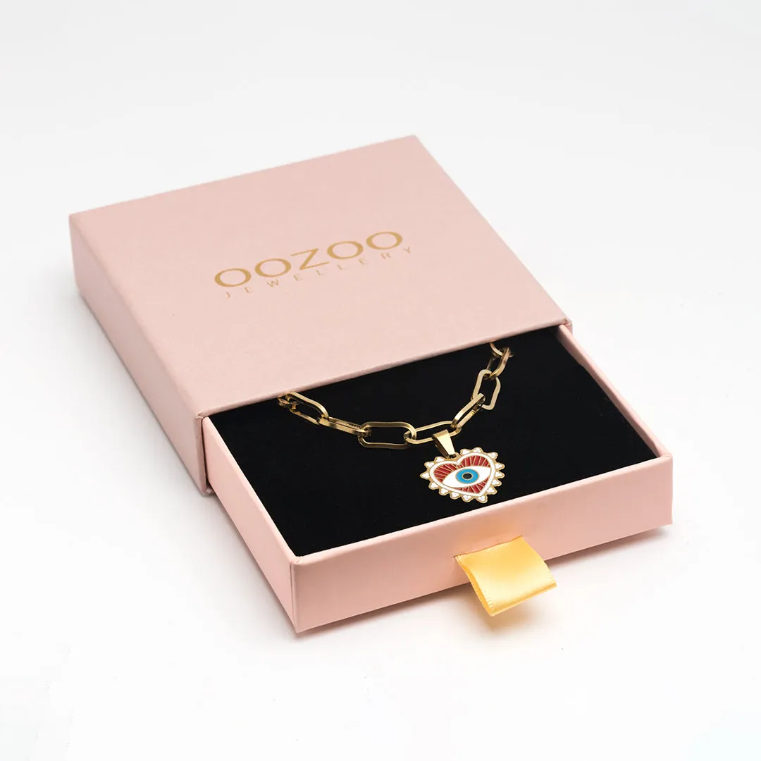 Gold coloured necklace with evil eye charm