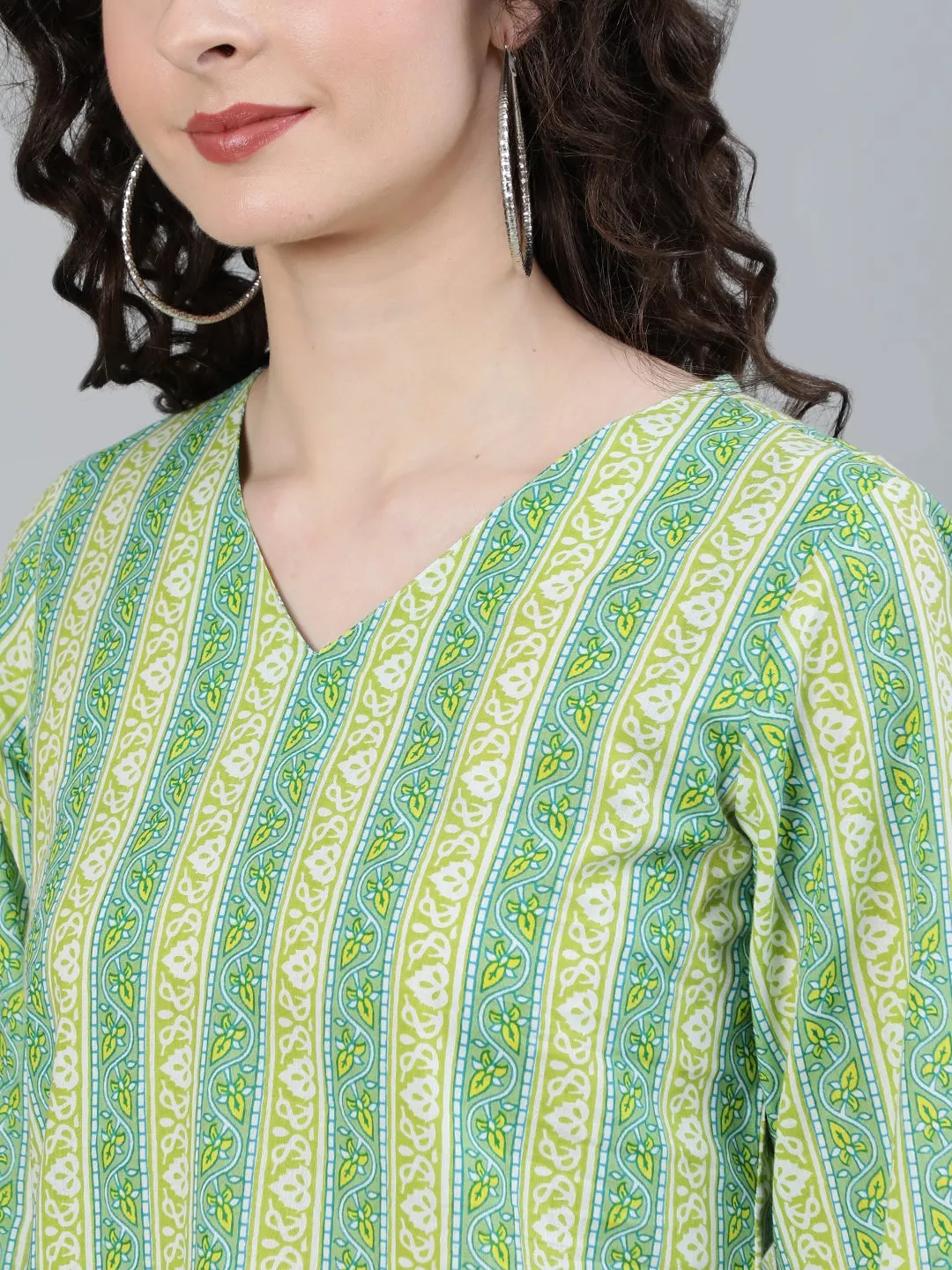 Green Coloured Sleepwear Consist Of Short Kaftan & Pyajama