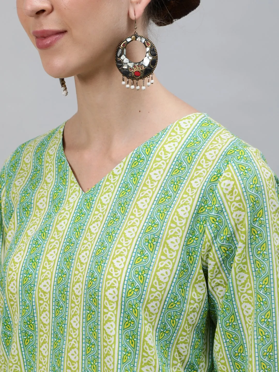 Green Coloured Sleepwear Consist Of Short Kaftan & Pyajama