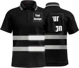 Hi Vis Safety Polo Shirt Custom Your Logo Short Sleeve T-Shirts with Reflective Strips