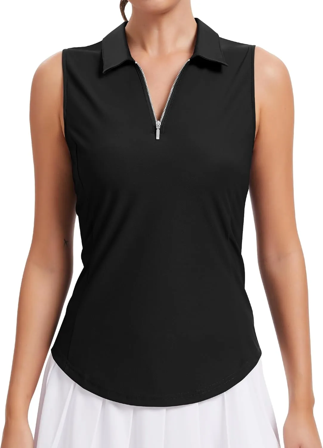 JoyGirl Women Golf Shirt Sleeveless Polo Shirts for Women Zip Up Collared Tennis Shirts Lightweight Athletic Tank Top