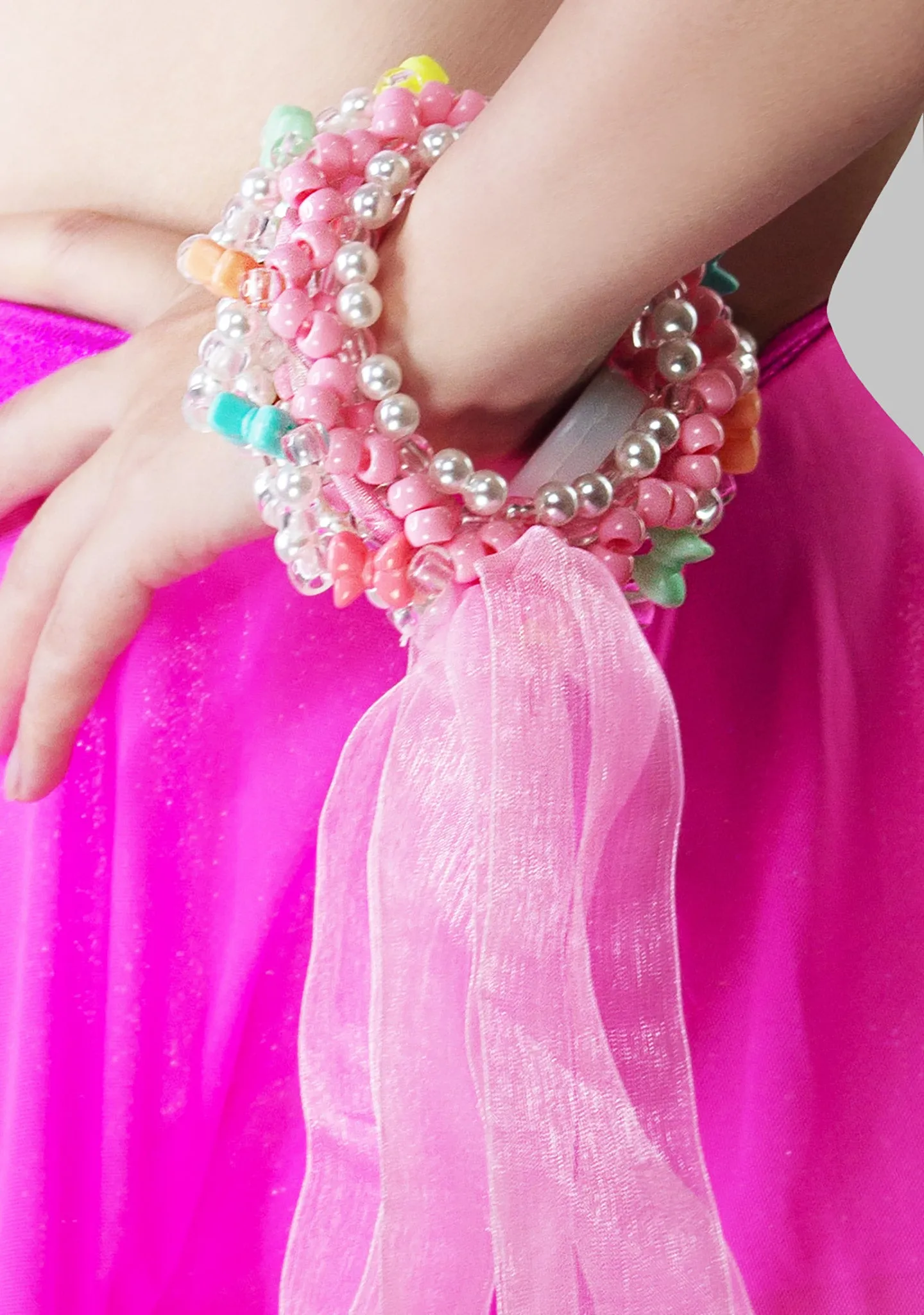 Kawaii Bubblegum Light Up Ribbon Rave Kandi Bracelet