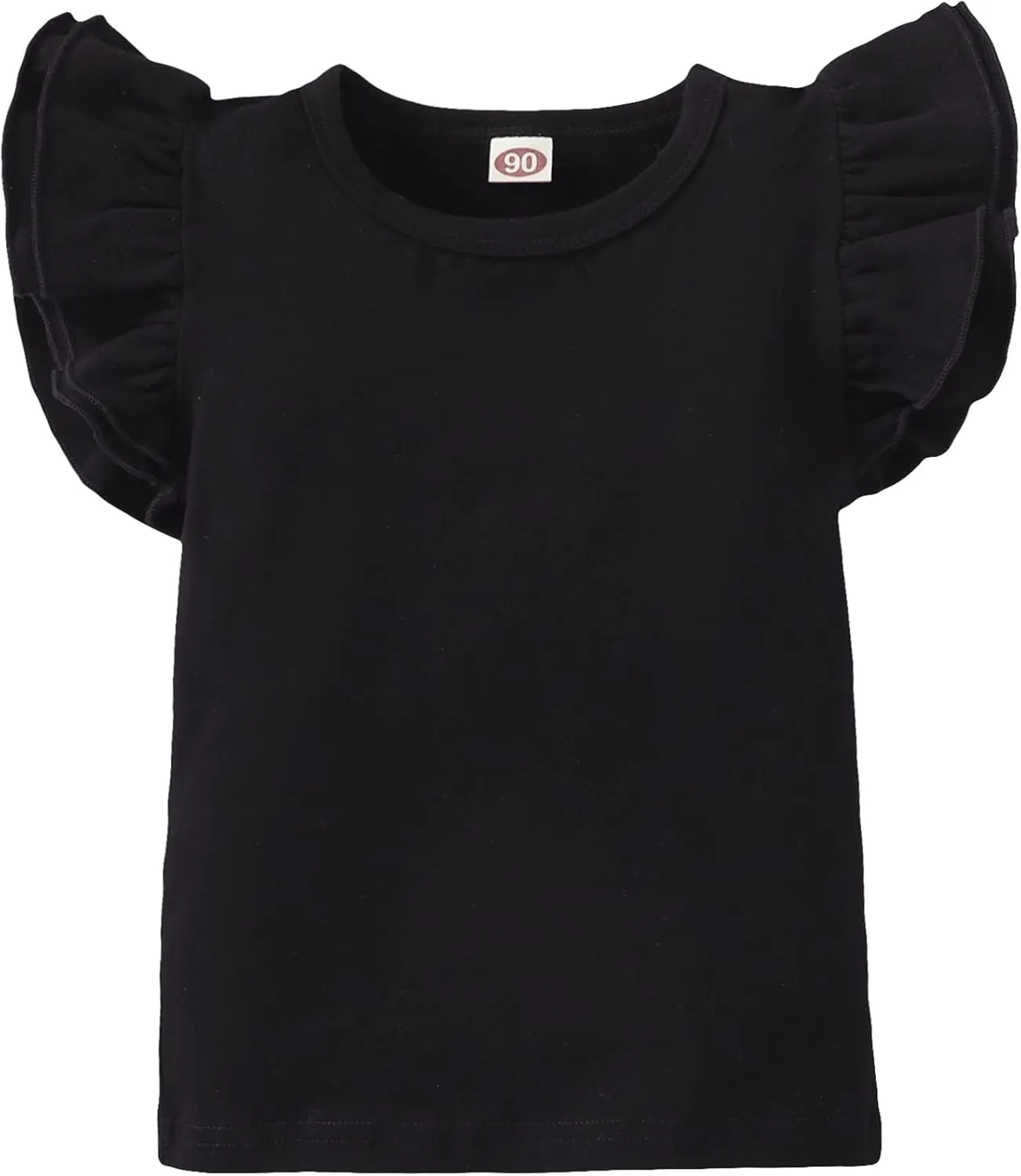 Kids Blouse Plain Ruffle Sleeve Top Toddler Girls Solid Color T-Shirt Baby Girl Cotton Casual Clothes