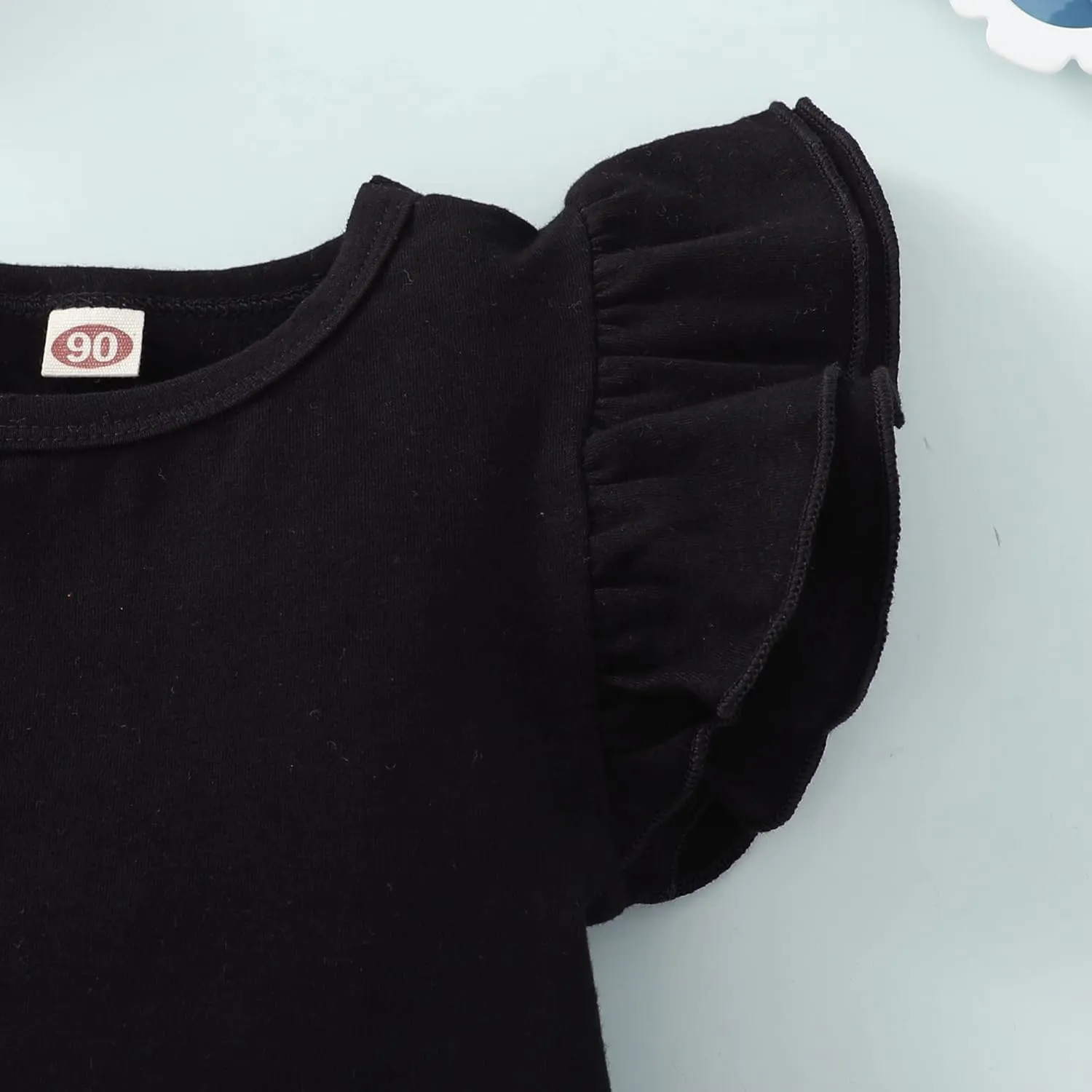 Kids Blouse Plain Ruffle Sleeve Top Toddler Girls Solid Color T-Shirt Baby Girl Cotton Casual Clothes