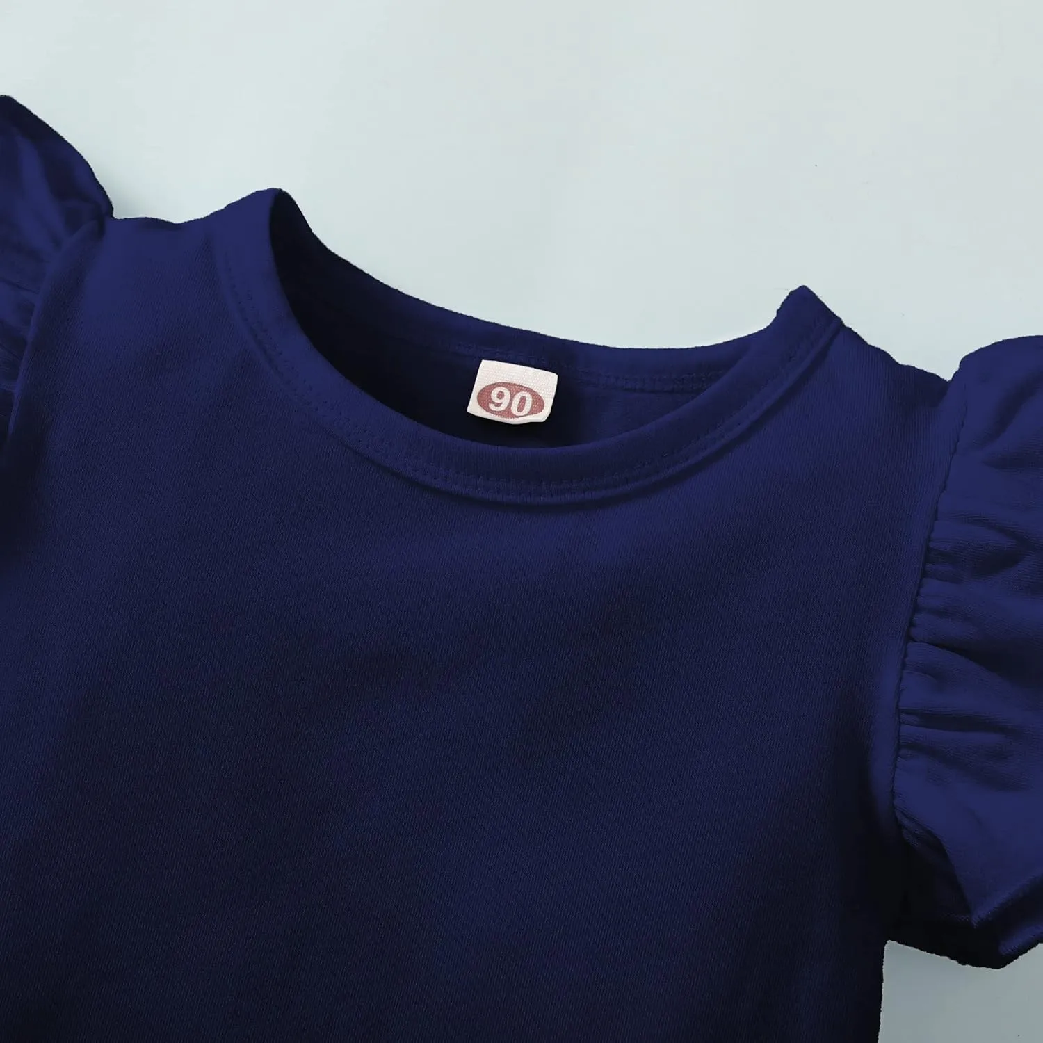 Kids Blouse Plain Ruffle Sleeve Top Toddler Girls Solid Color T-Shirt Baby Girl Cotton Casual Clothes