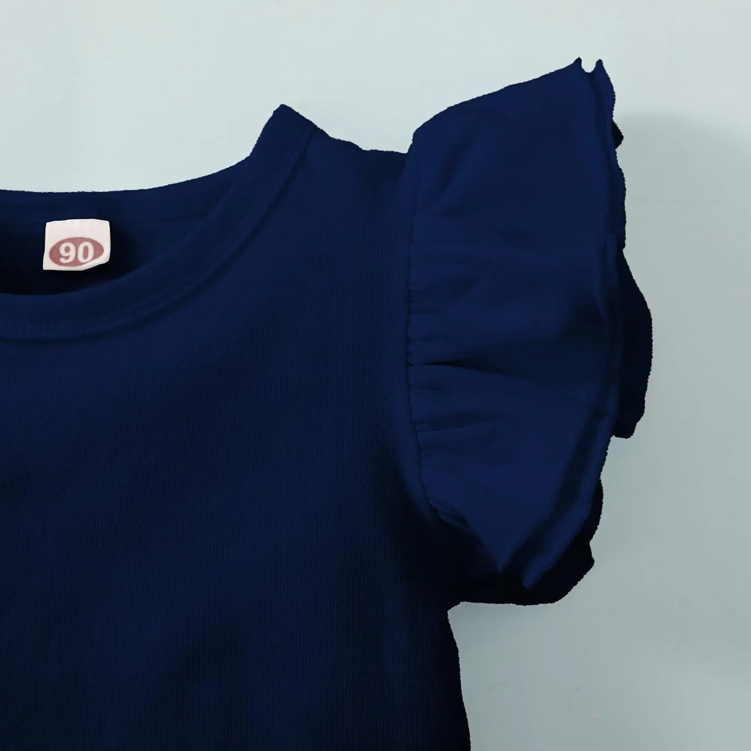 Kids Blouse Plain Ruffle Sleeve Top Toddler Girls Solid Color T-Shirt Baby Girl Cotton Casual Clothes