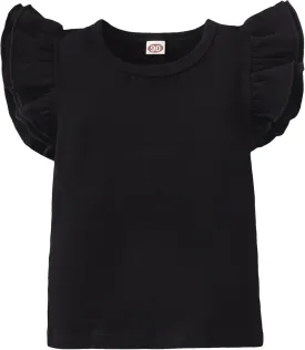 Kids Blouse Plain Ruffle Sleeve Top Toddler Girls Solid Color T-Shirt Baby Girl Cotton Casual Clothes