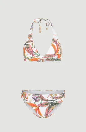 Marga - Rita Halter Bikini Set | White Tropical Flower