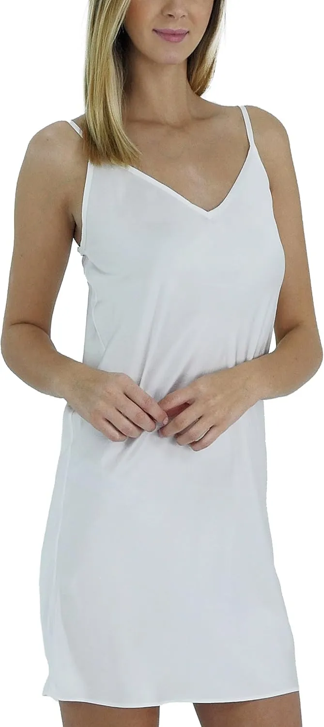 MELODY Women V neck bias cut satin camisole full slip dress