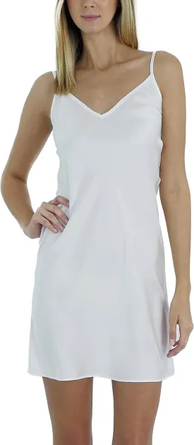 MELODY Women V neck bias cut satin camisole full slip dress