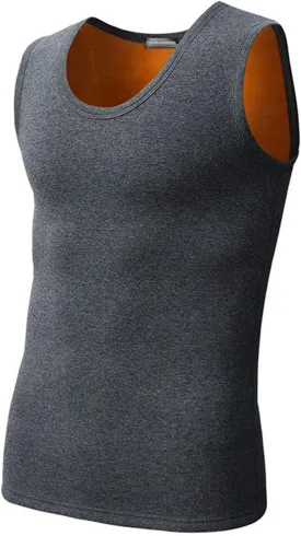 Mens Cotton Winter Fleece Thermal Underwear Sleeveless Top Vest Warmer Fleece Lined Underwear Sleeveless Tank Tops
