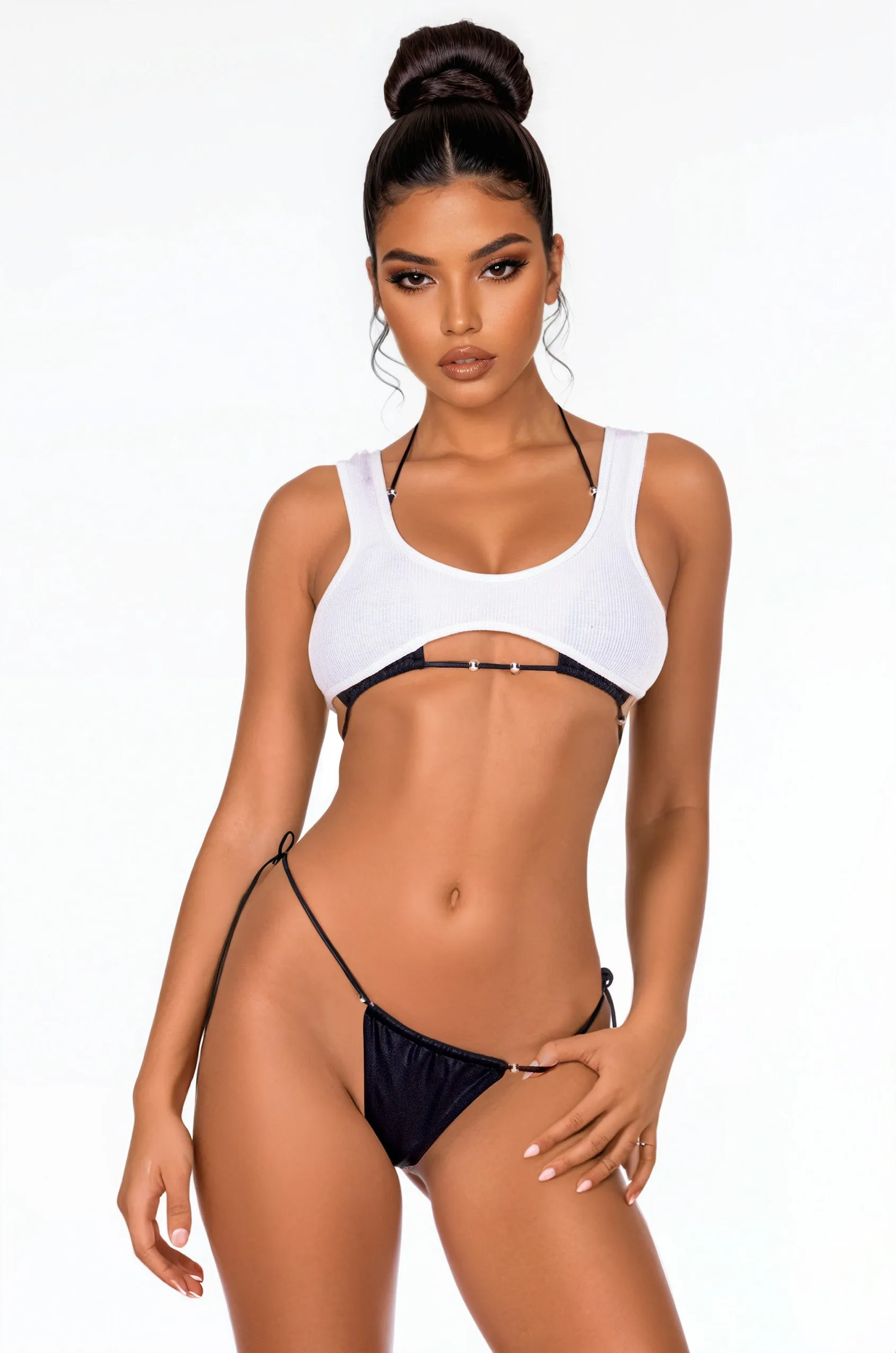 Molly Baby Rib  Micro Top - White