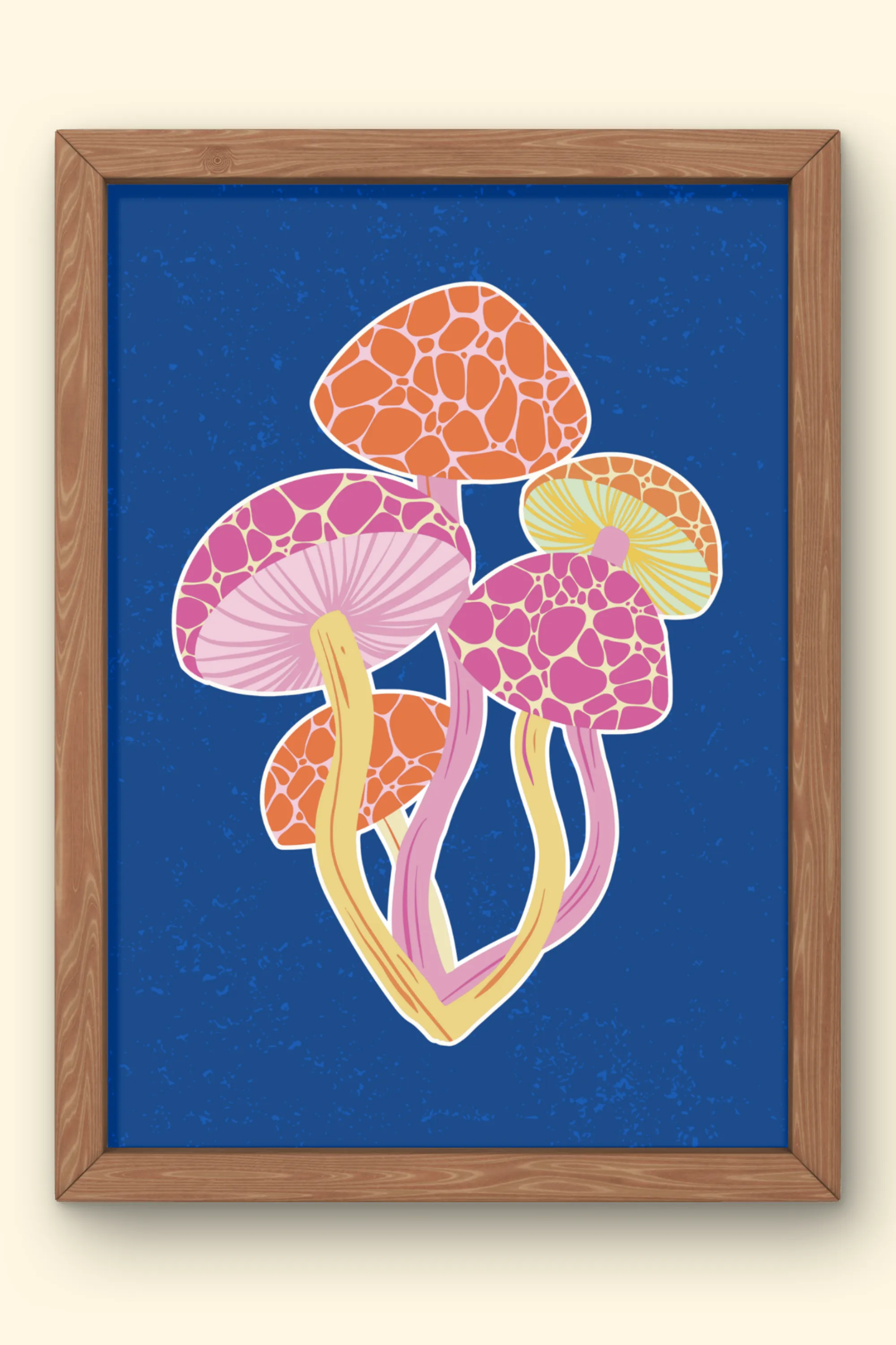 Mushroom Madness Art Print - Blue