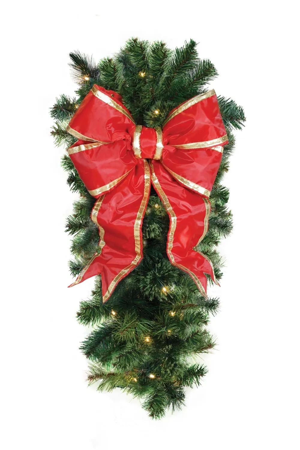 Natural Column Drop with Red Bow (Lit or Unlit)