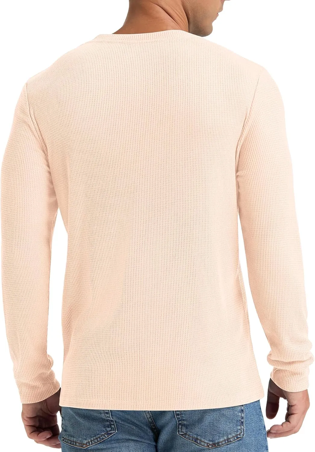 NITAGUT Mens Waffle Henley Shirts Long Sleeve T Shirts Casual T-Shirt with Pocket