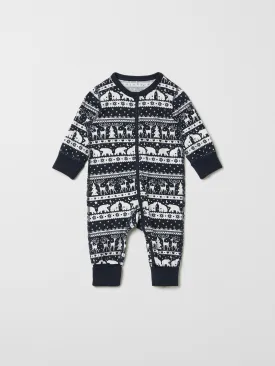 Nordic Reindeer Baby Sleepsuit