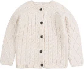 Peecabe Toddler Girl Sweaters Cable Knit Long Sleeve Crewneck Chunky Crochet Cardigans 1-6T