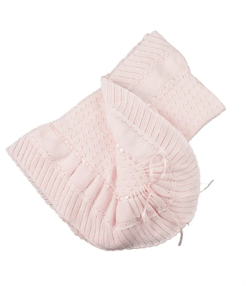 Pointelle Knit Ruffle Blanket