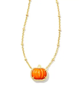 Pumpkin Short Pendant Necklace in Orange Mother of Pearl