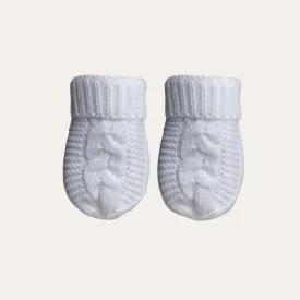 Recycled Cable Knit Baby Mittens White (0-12 Months)