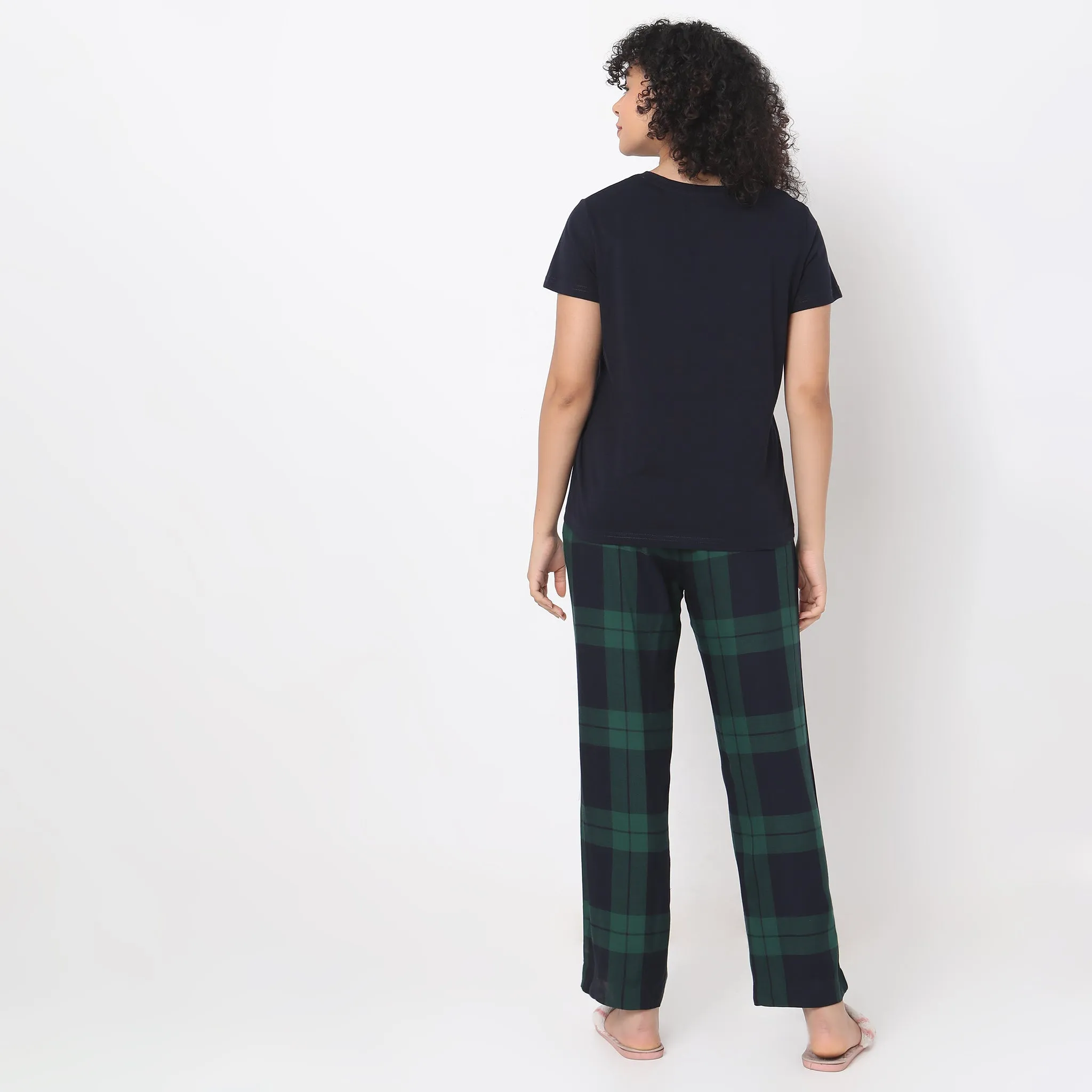 Regular Fit Checkered T-shirt with Pyjama Set