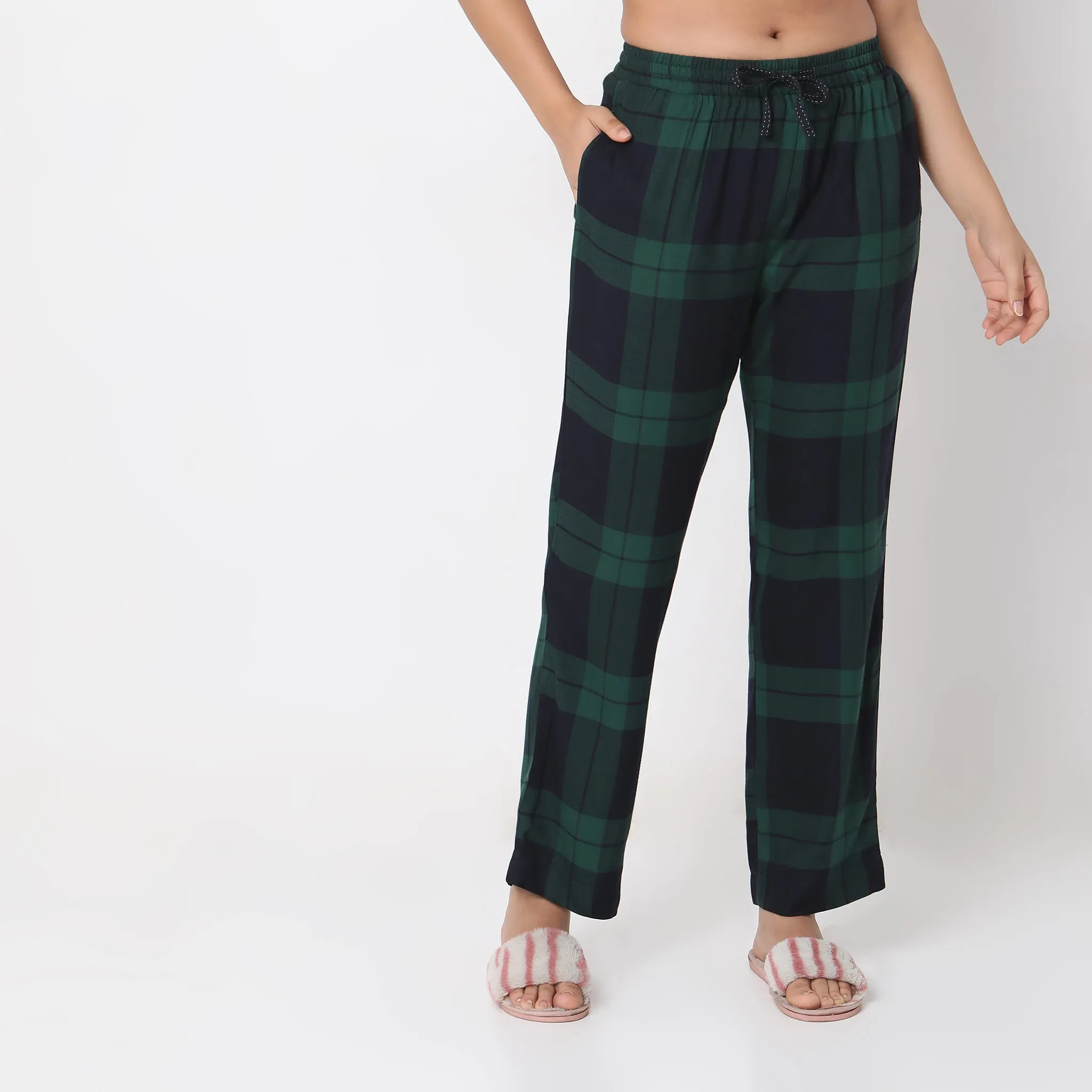 Regular Fit Checkered T-shirt with Pyjama Set