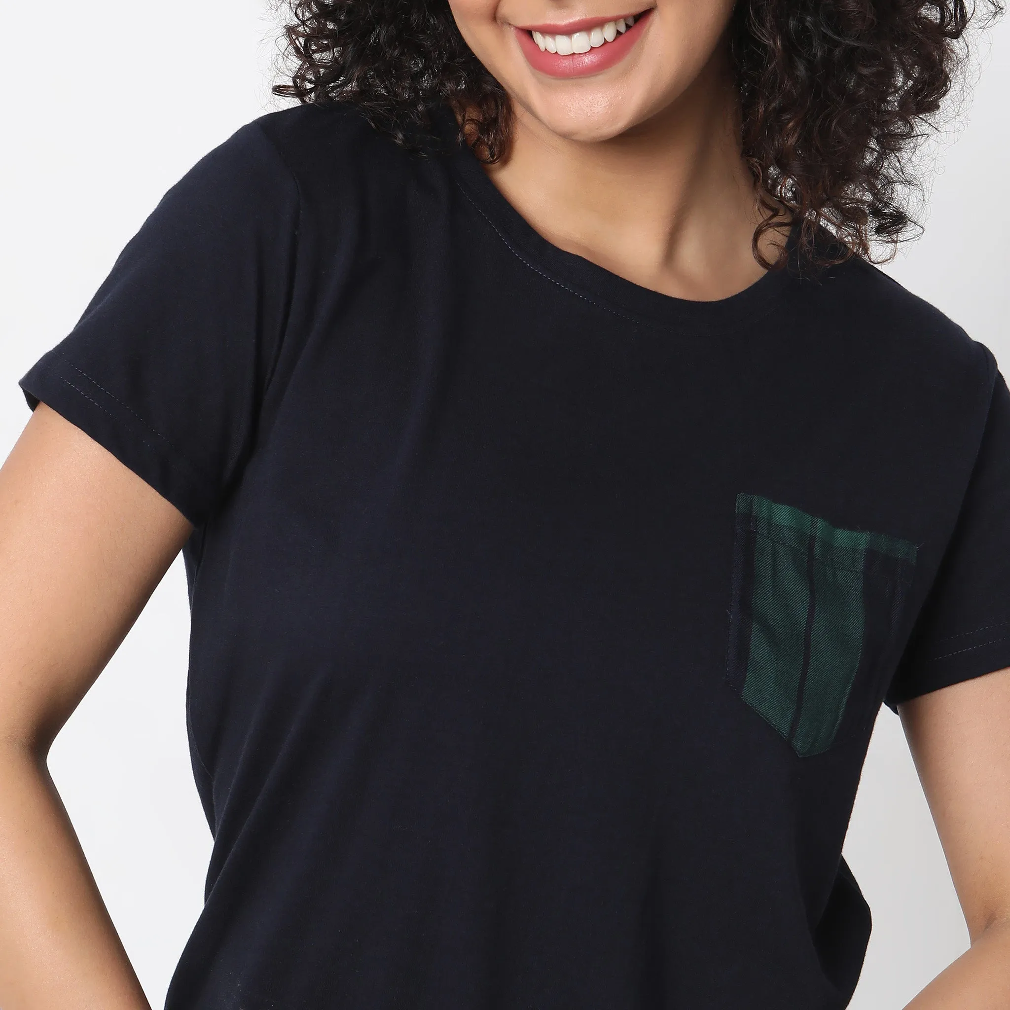 Regular Fit Checkered T-shirt with Pyjama Set