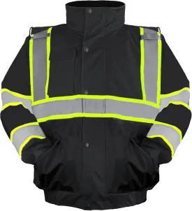 Safety Bomber Jackets for Men, High Visibility Reflective Jacket Fleece Liner Jacket with Pockets,Winter ANSI/ISEA
