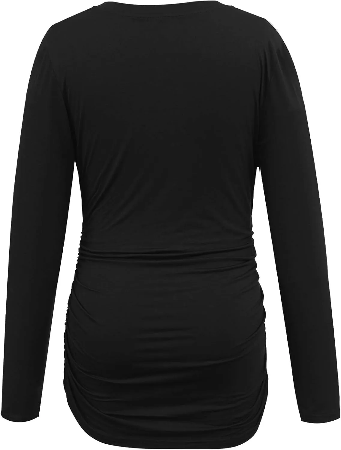 Smallshow Women's V-Neck Maternity Shirt Clothes Long Sleeve Ruched Pregnancy Top