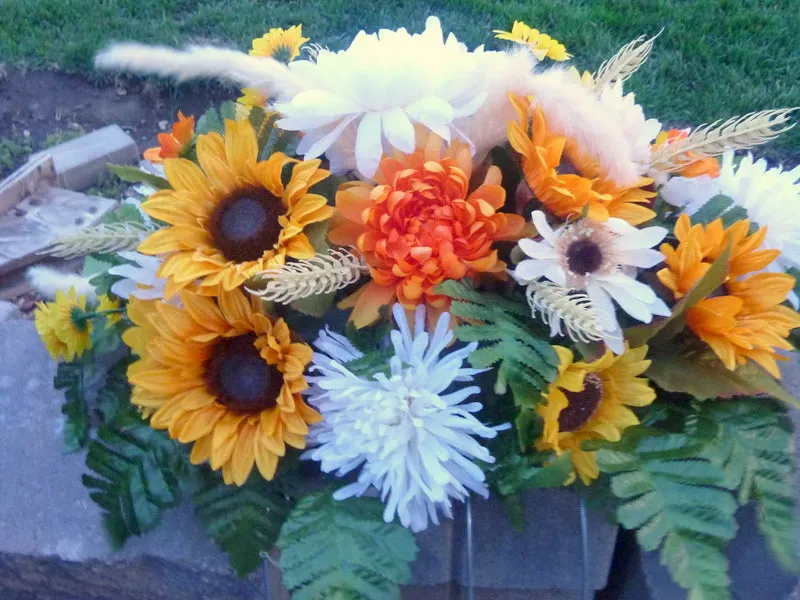 Sunflower Cemetery flowers, Grave site spray