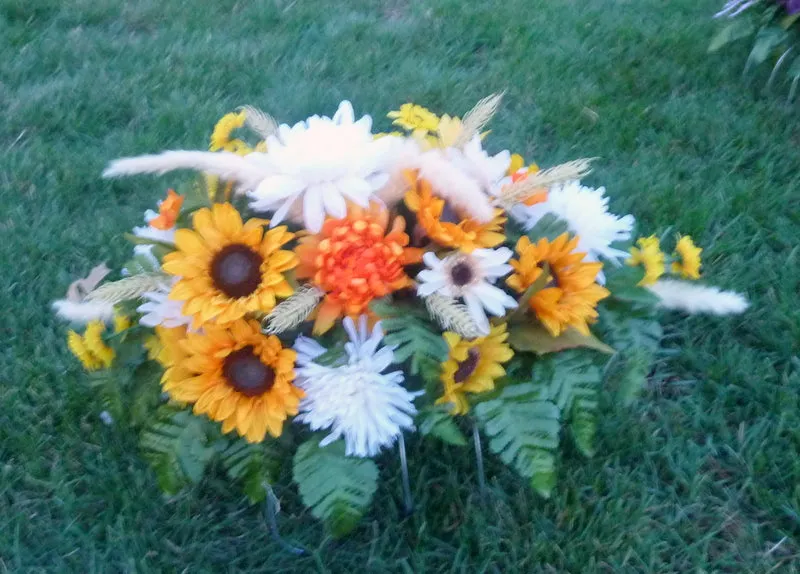Sunflower Cemetery flowers, Grave site spray