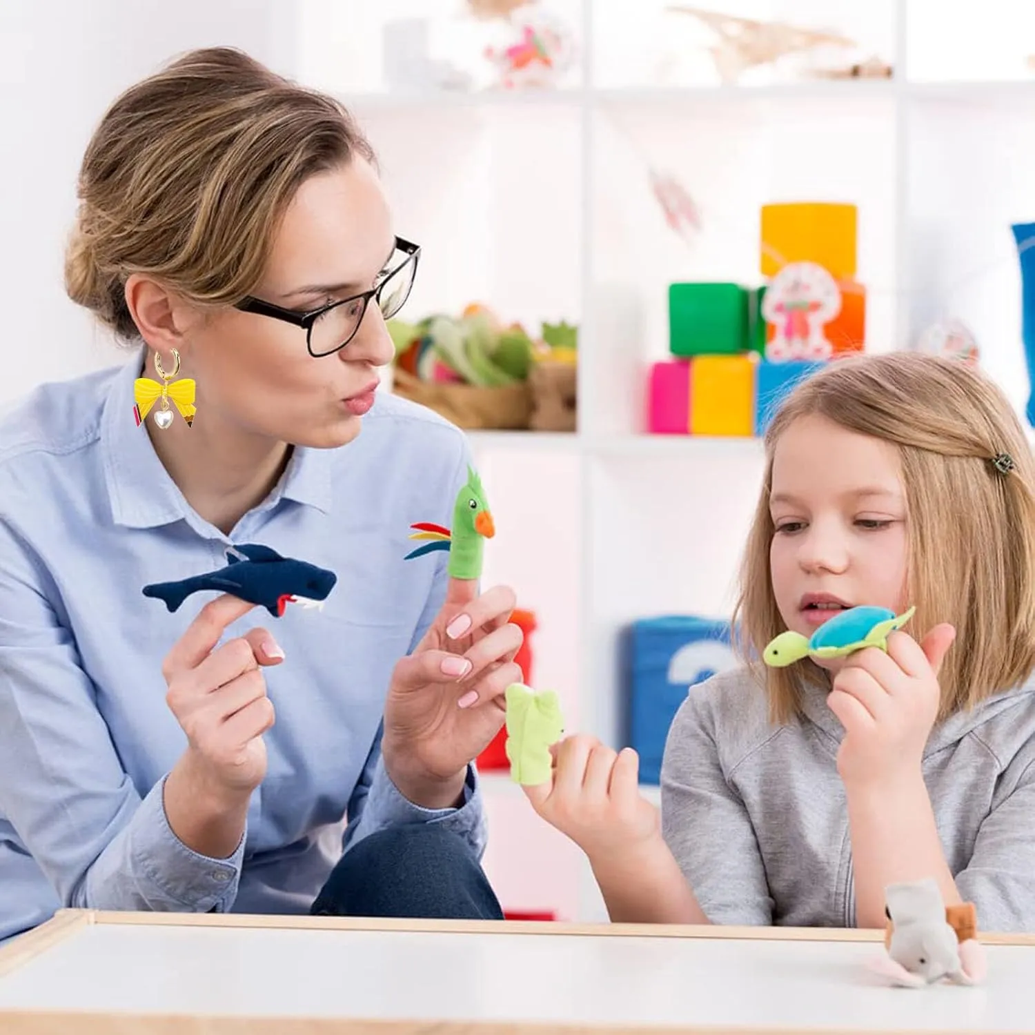 Teacher Earrings for Women Pencil Shaped Bow Earrings Cute Colorful Heart Dangle Preppy Earring Bow Trendy Earrings Cool Pencil Earrings for Teachers Graduation Back to School Creative Jewelry