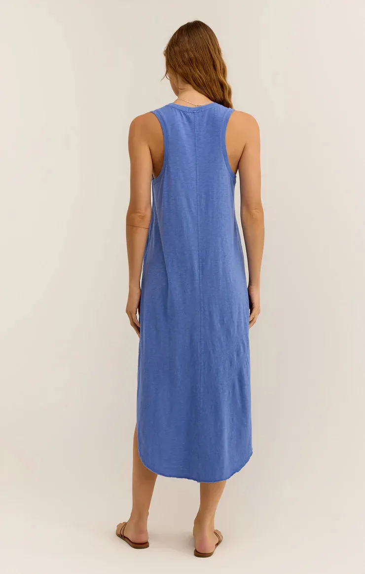 The Reverie Slub Dress in Blue Wave