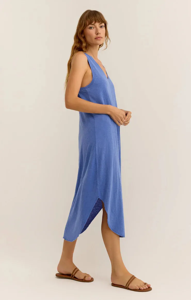 The Reverie Slub Dress in Blue Wave