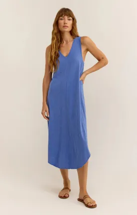 The Reverie Slub Dress in Blue Wave