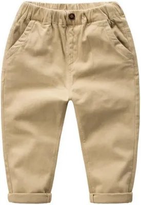 Toddler Boys'Cotton Elastic Waist Trousers,Casual Pull on Jogger Pants