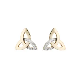 Trinity Knot Stud Earrings with Diamonds, Yellow Gold