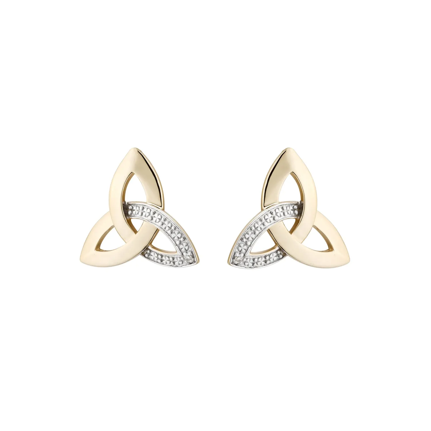 Trinity Knot Stud Earrings with Diamonds, Yellow Gold