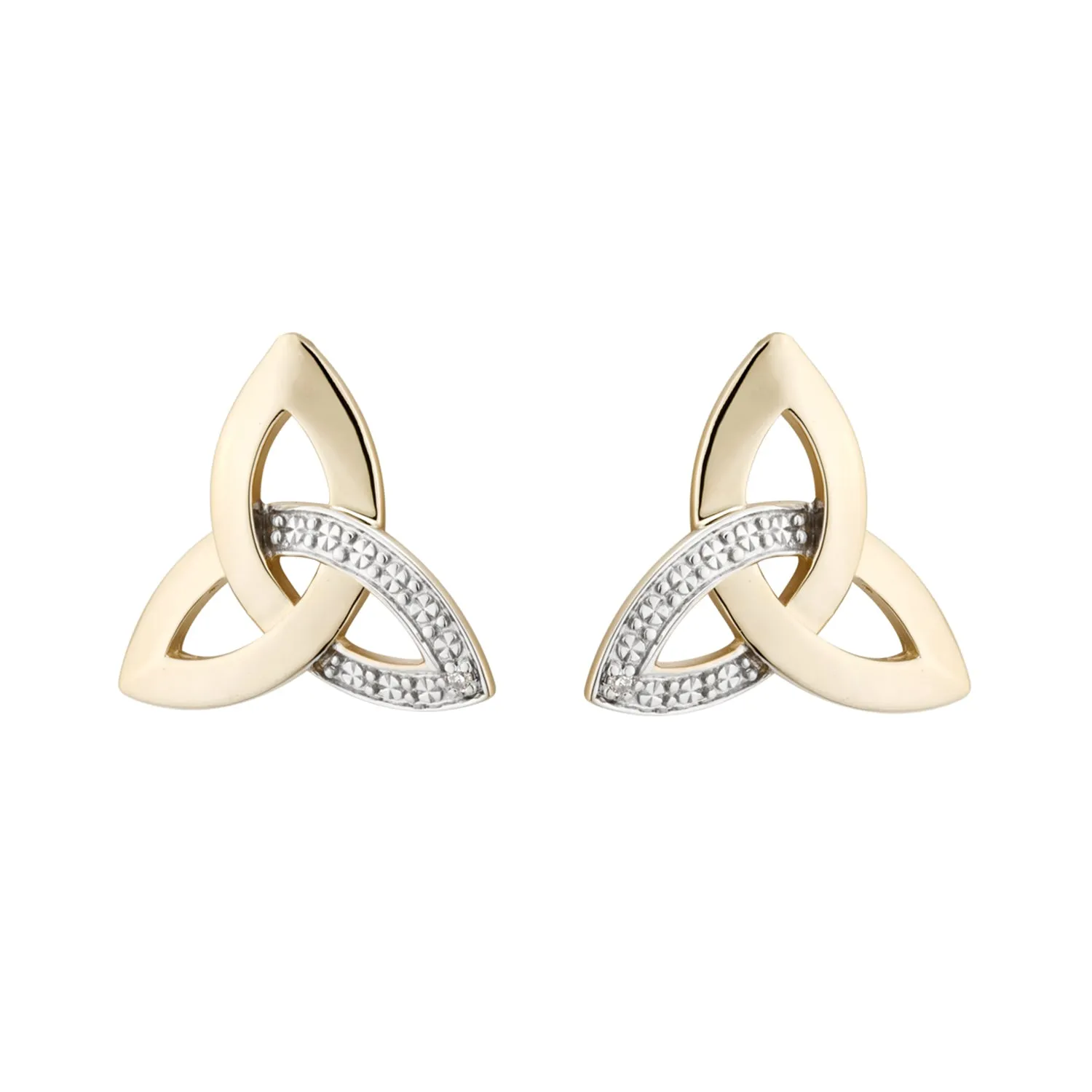 Trinity Knot Stud Earrings with Diamonds, Yellow Gold