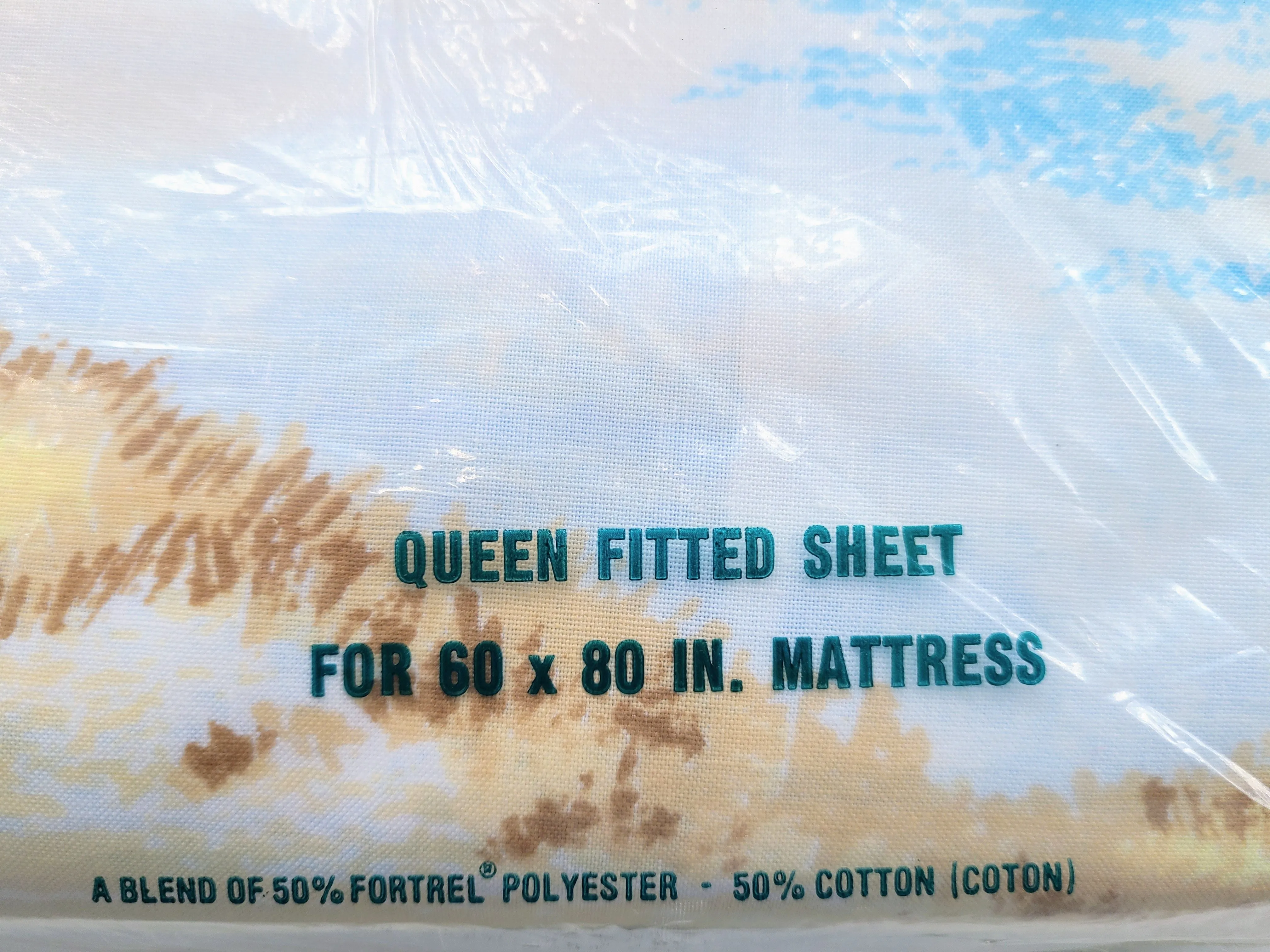 Vintage Bed Sheet - Queen - Fitted - Ebb Tide - Pacific - BDQFF295