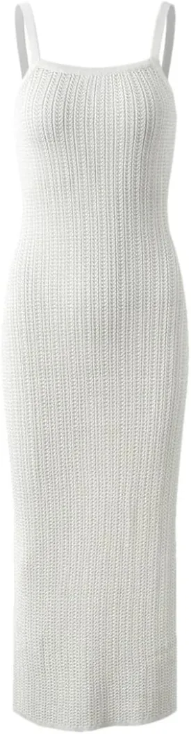 Women Solid Slim Fitted Wear Slips Knits Midi Dress