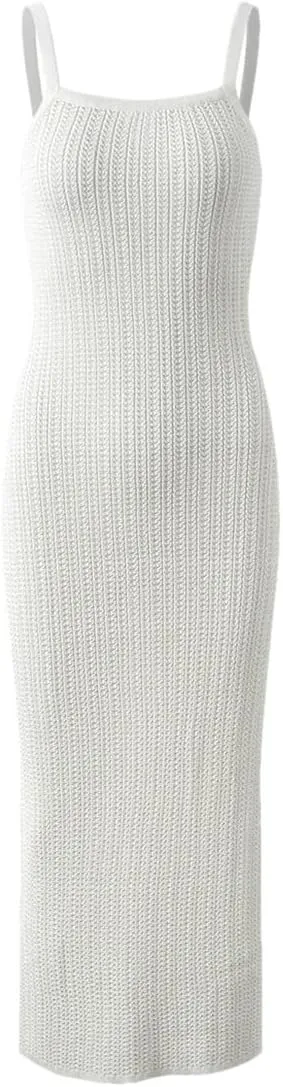 Women Solid Slim Fitted Wear Slips Knits Midi Dress
