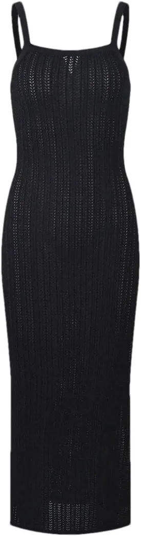 Women Solid Slim Fitted Wear Slips Knits Midi Dress