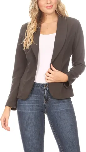 Women's Casual Office Work Wear Long Sleeve Fitted Open Blazer Jacket