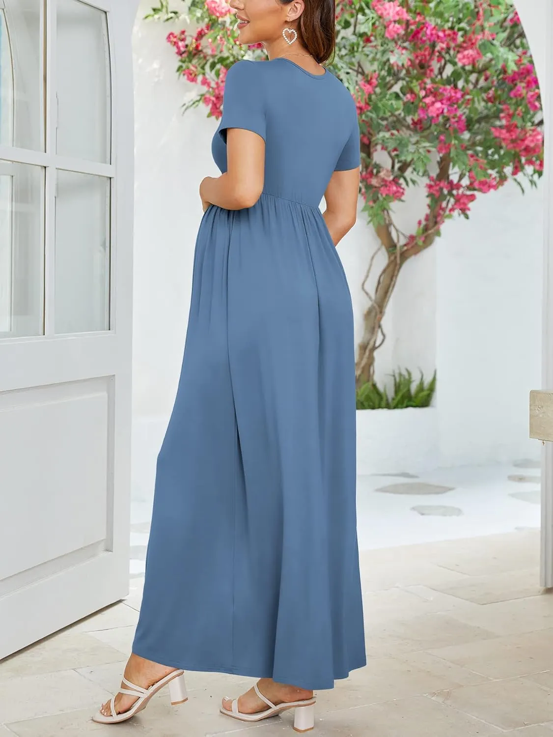 Xpenyo Maternity Maxi Dress Women Casual Wrap Long Baby Shower Pregnancy Dresses